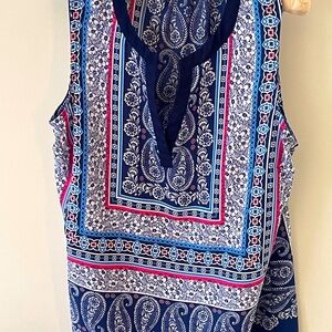 Anthropologie blue paisley tank top. Size L.